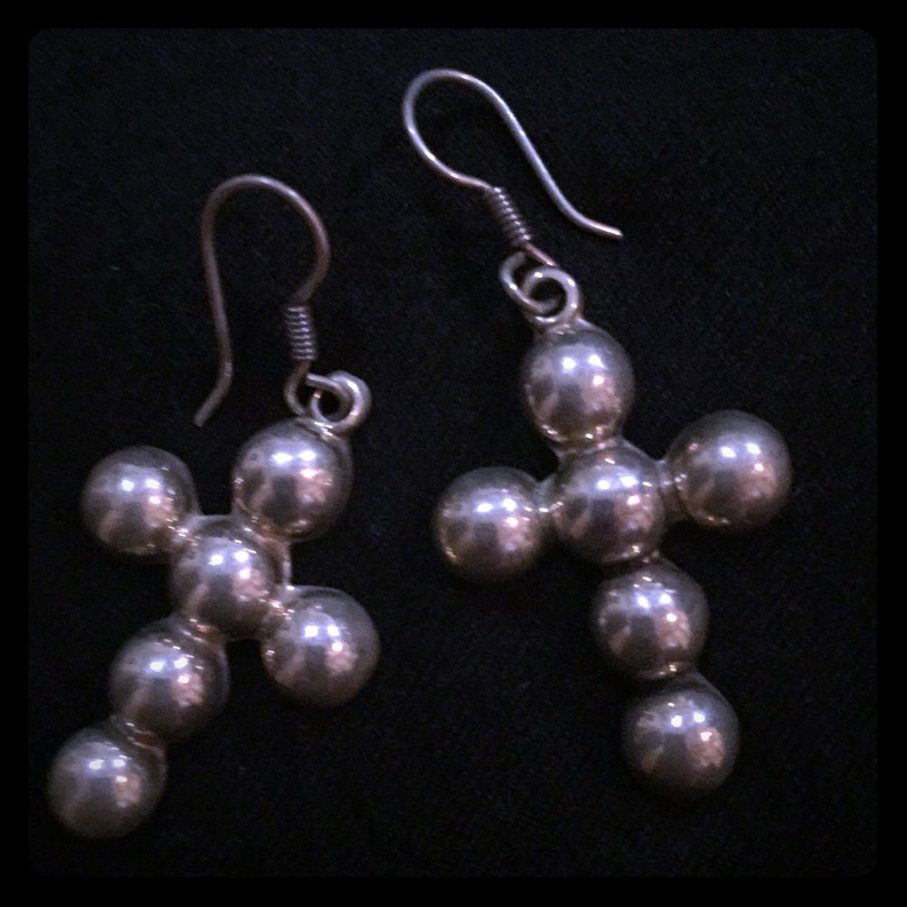 Sterling silver cross earrings